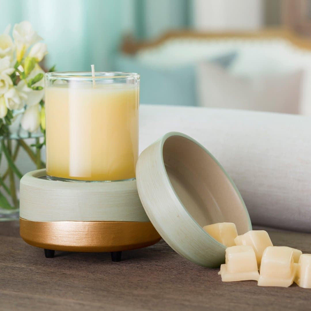 Midas 2-in-1 Classic Fragrance Warmer in Sage and Gold - HER Home Design Boutique